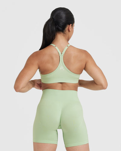 Khaki Green Fitness Bra Top with removable pads, perfect for the gym