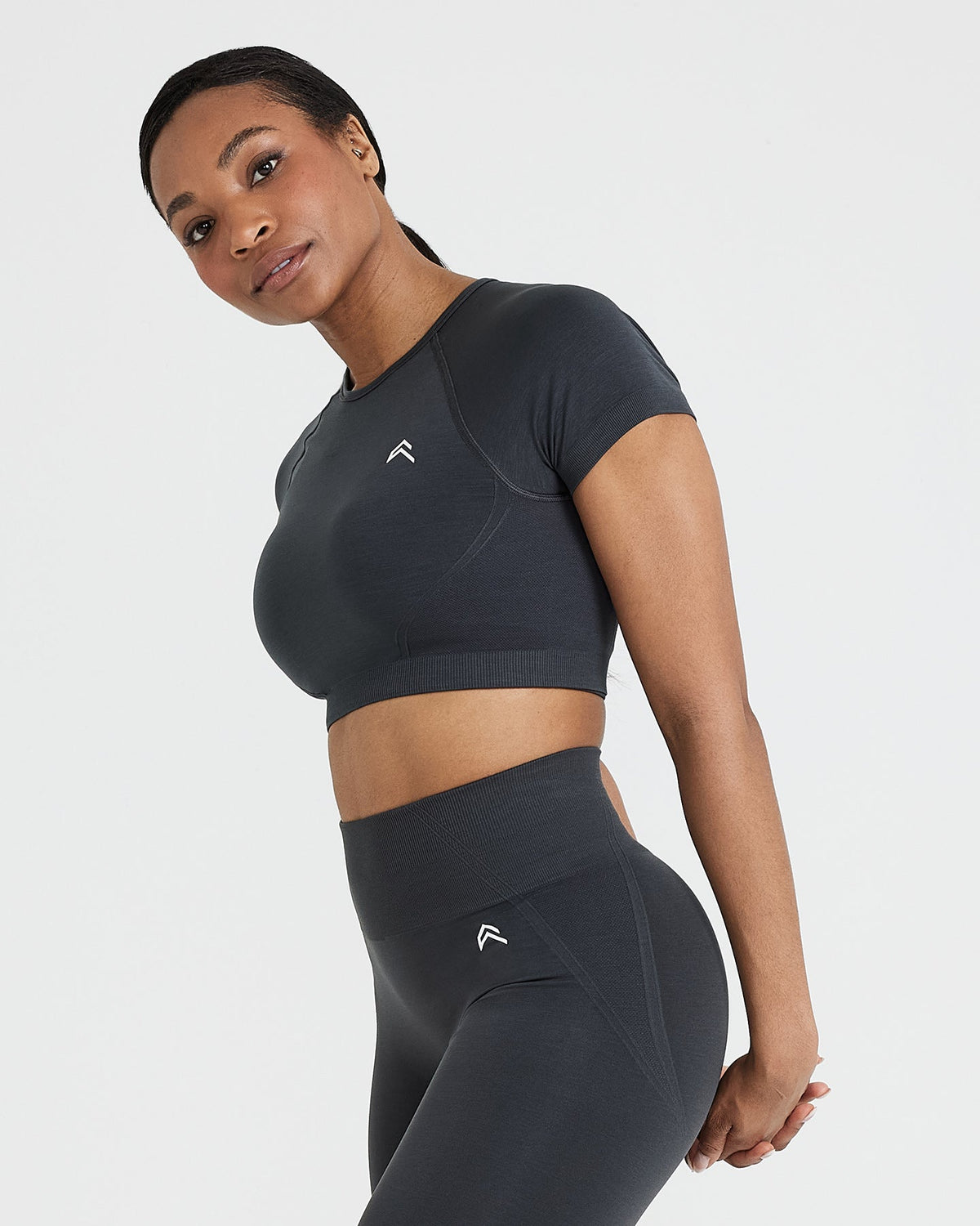 Effortless Seamless Short Sleeve Crop Top Coal