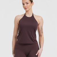 Go To High Neck Loose Crop Vest | Plum Brown