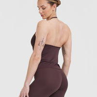 Go To High Neck Loose Crop Vest | Plum Brown