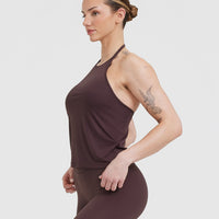 Go To High Neck Loose Crop Vest | Plum Brown
