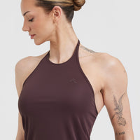 Go To High Neck Loose Crop Vest | Plum Brown