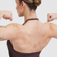 Go To High Neck Loose Crop Vest | Plum Brown