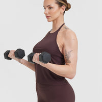 Go To High Neck Loose Crop Vest | Plum Brown