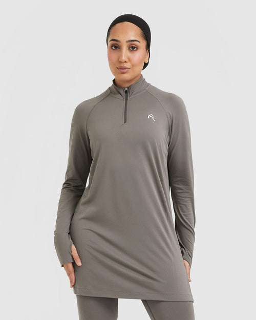 Oner Modal Go To Seamless Loose Long Sleeve Longline Top | Ash Grey