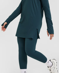 Go To Seamless Loose Long Sleeve Longline Top | Oil Blue