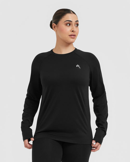 Oner Modal Go To Seamless Loose Long Sleeve Top | Black