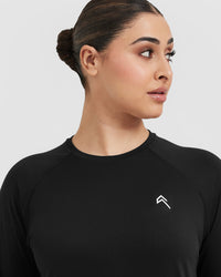 Go To Seamless Loose Long Sleeve Top | Black