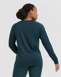 Go To Seamless Loose Long Sleeve Top | Oil Blue