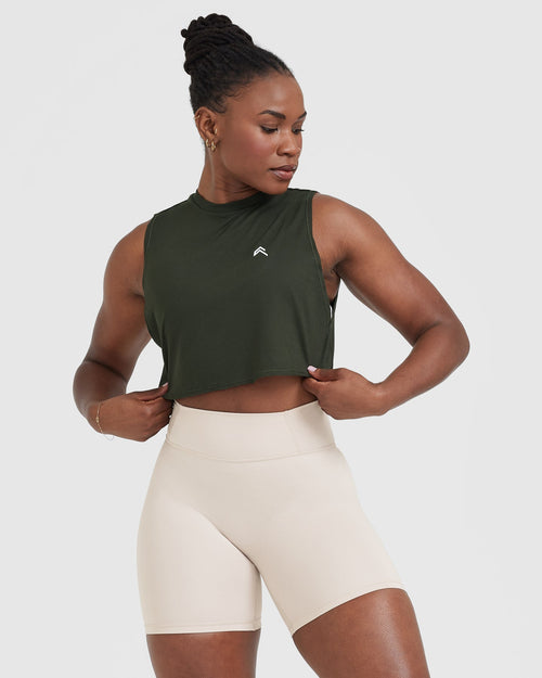 Oner Modal Go To Muscle Crop Vest | Khaki Green