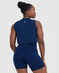 Go To Muscle Crop Vest | Midnight Blue