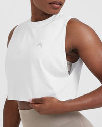 Go To Muscle Crop Vest | White