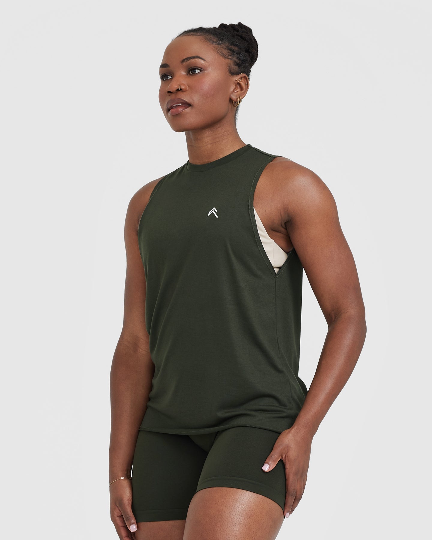 Khaki Tank Top Women's Go To Muscle Vest Oner Active US