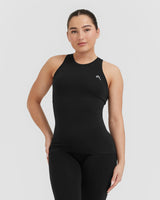 Go To Seamless Fitted High Neck Tank Top | Black