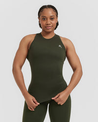 Go To Seamless Fitted High Neck Vest | Khaki
