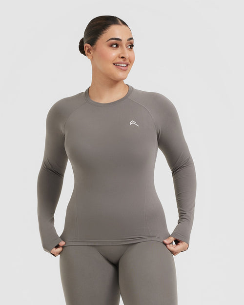 Oner Modal Go To Seamless Fitted Long Sleeve Top | Ash Grey