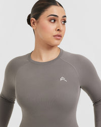 Go To Seamless Fitted Long Sleeve Top | Ash Grey