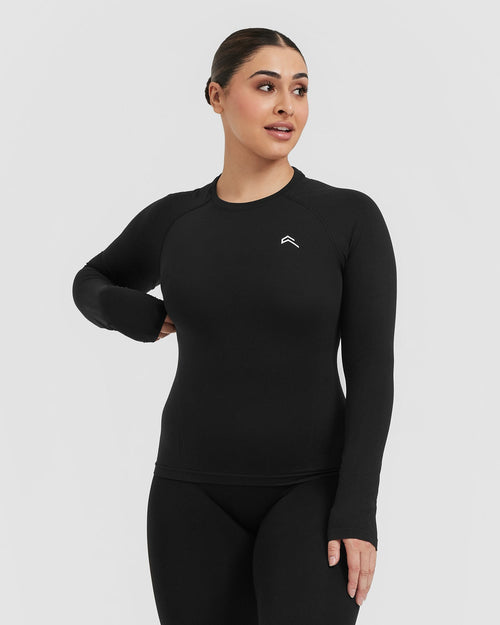 Oner Modal Go To Seamless Fitted Long Sleeve Top | Black
