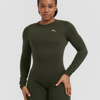 Go To Seamless Fitted Long Sleeve Top | Khaki