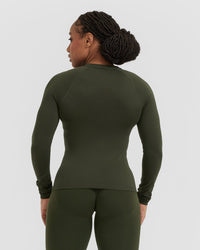 Go To Seamless Fitted Long Sleeve Top | Khaki