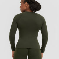 Go To Seamless Fitted Long Sleeve Top | Khaki