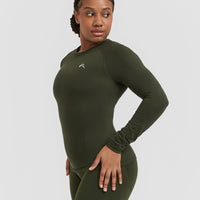 Go To Seamless Fitted Long Sleeve Top | Khaki