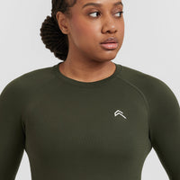 Go To Seamless Fitted Long Sleeve Top | Khaki