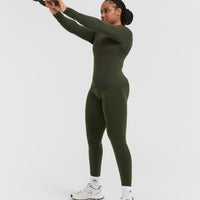 Go To Seamless Fitted Long Sleeve Top | Khaki