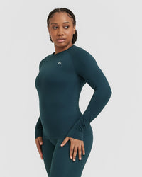 Go To Seamless Fitted Long Sleeve Top | Oil Blue