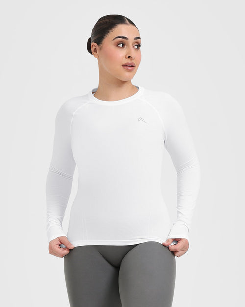 Oner Modal Go To Seamless Fitted Long Sleeve Top | White