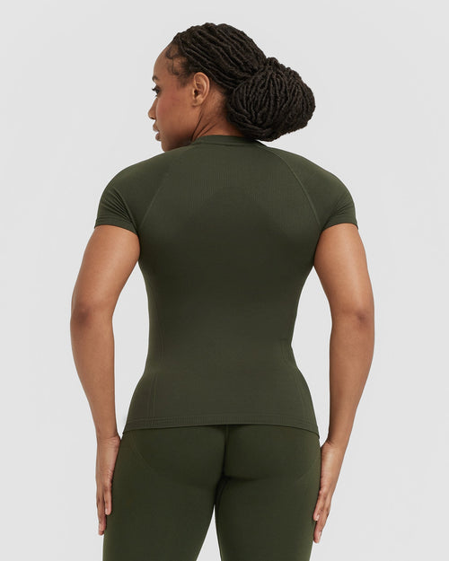 Khaki Green Long Sleeve Top Women's