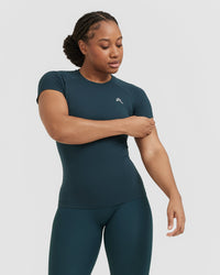 Go To Seamless Fitted Top | Oil Blue