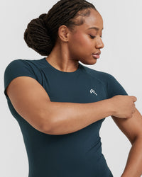 Go To Seamless Fitted Top | Oil Blue