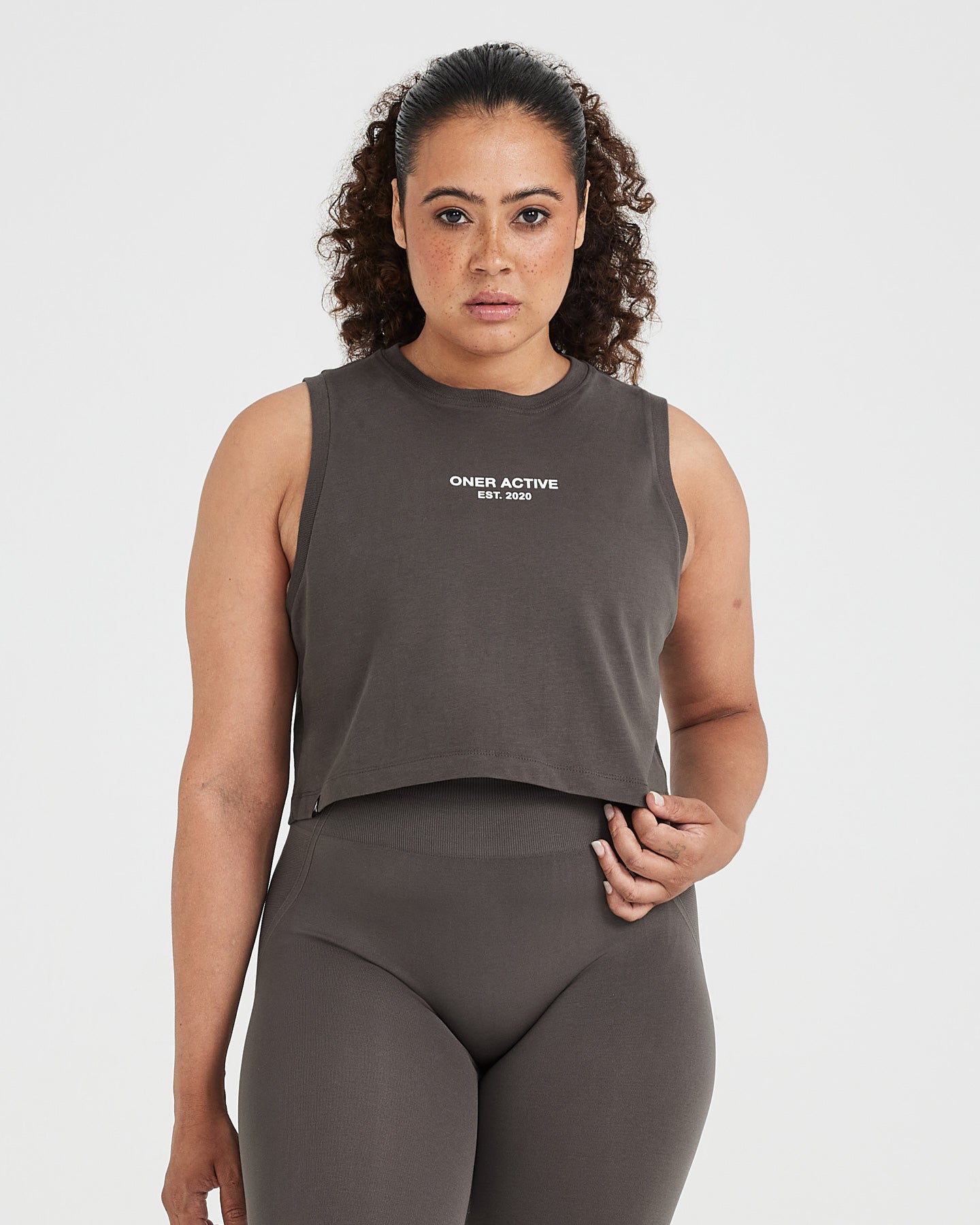 Graphic Workout Tanks Women's Deep Taupe Oner Active US