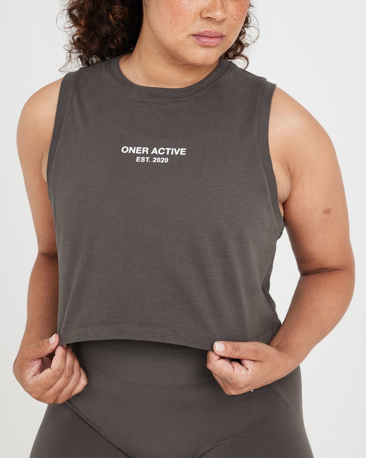 Graphic Workout Tanks Women's Deep Taupe Oner Active US