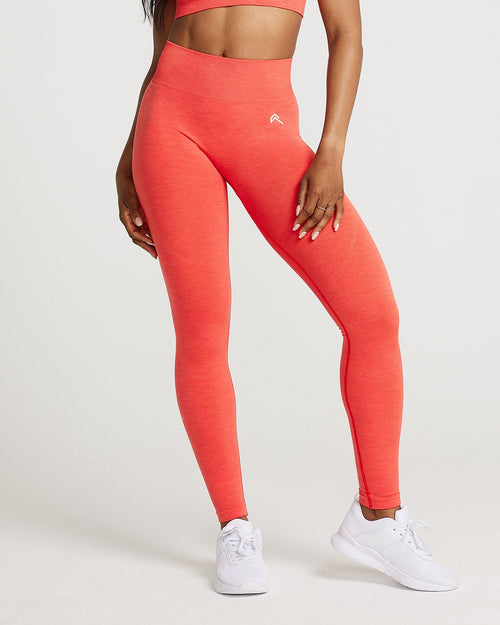 Made by Johnny Women's Peached Front Seamless Leggings with Inner Pocket  Full-Length Yoga Pants XL CORAL 