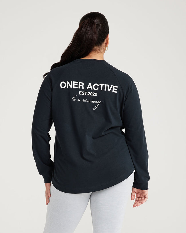 Classic Oversized Long Sleeve Tee | Black