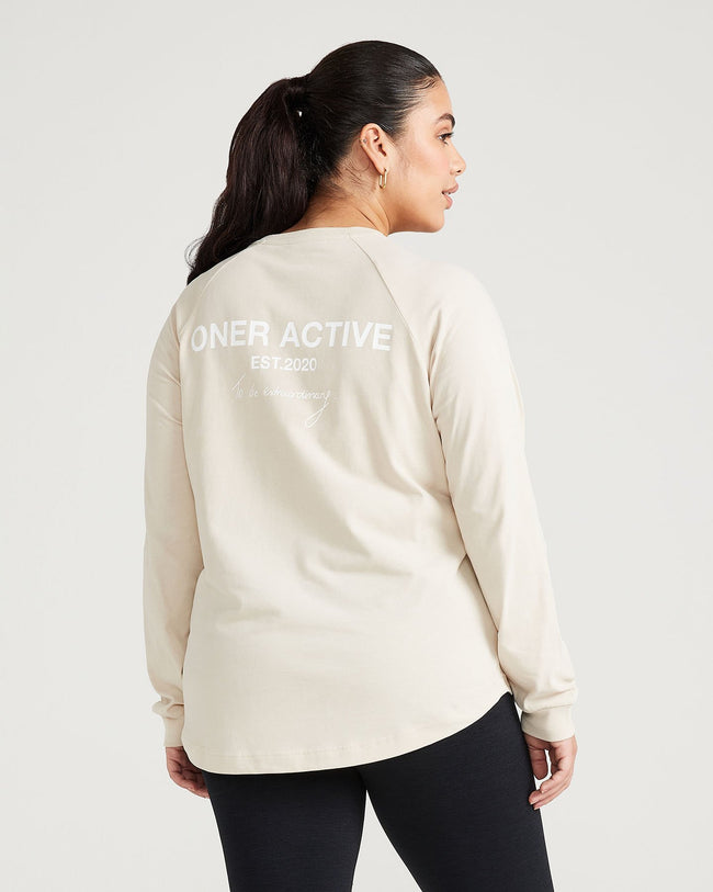 Classic Oversized Long Sleeve Tee | Sand