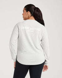 Classic Oversized Long Sleeve Tee | Silver Marl