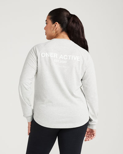 Classic Oversized Long Sleeve Tee | Silver Marl