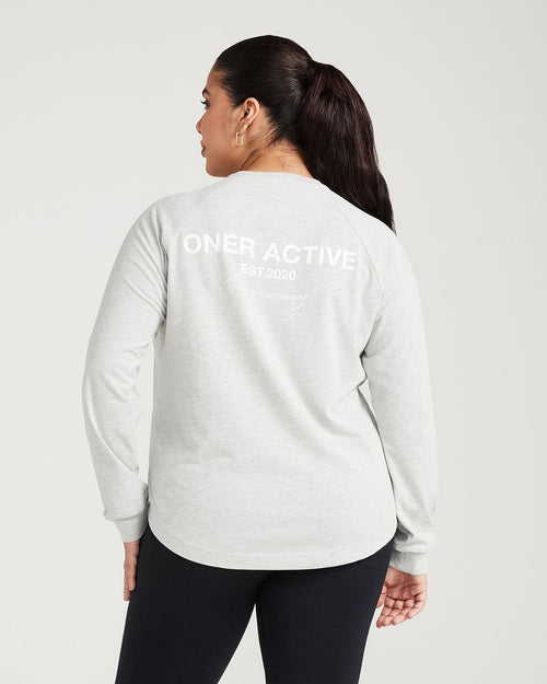 Classic Oversized Long Sleeve Tee | Silver Marl