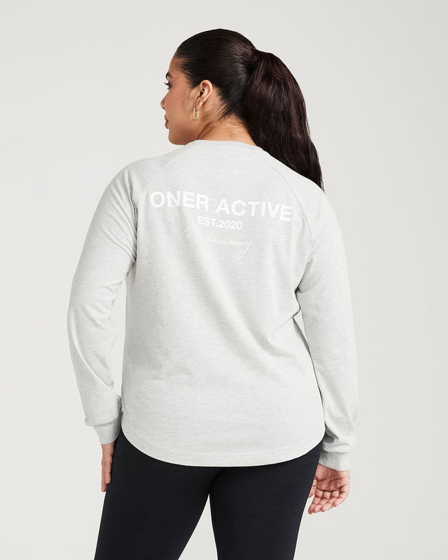 Classic Oversized Long Sleeve Tee | Silver Marl
