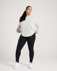 Classic Oversized Long Sleeve Tee | Silver Marl