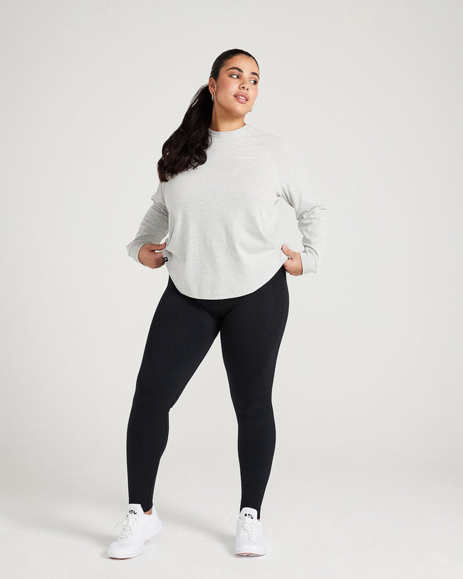 Classic Oversized Long Sleeve Tee | Silver Marl