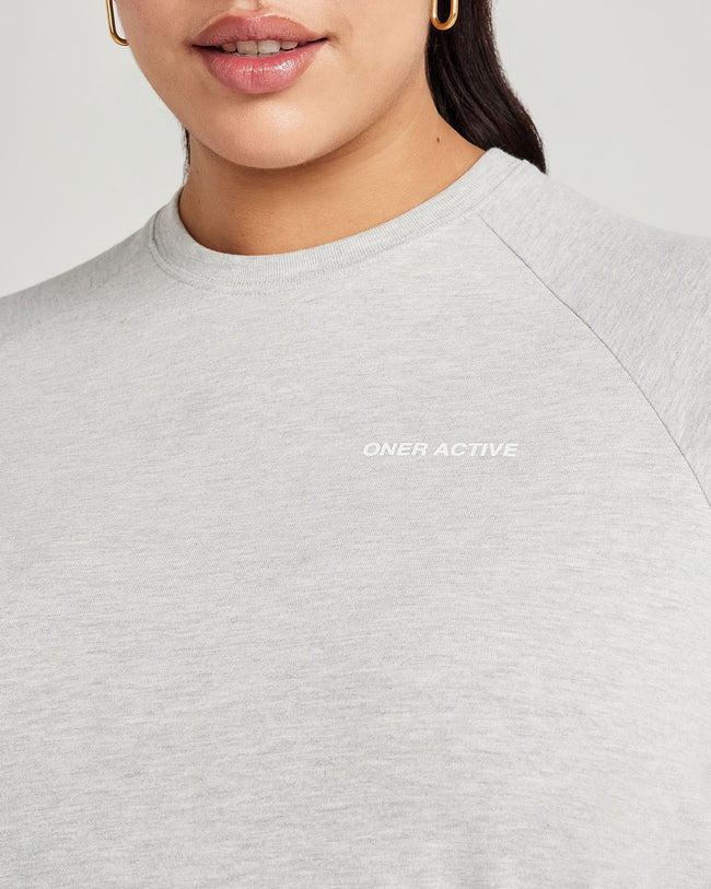 Classic Oversized Long Sleeve Tee | Silver Marl