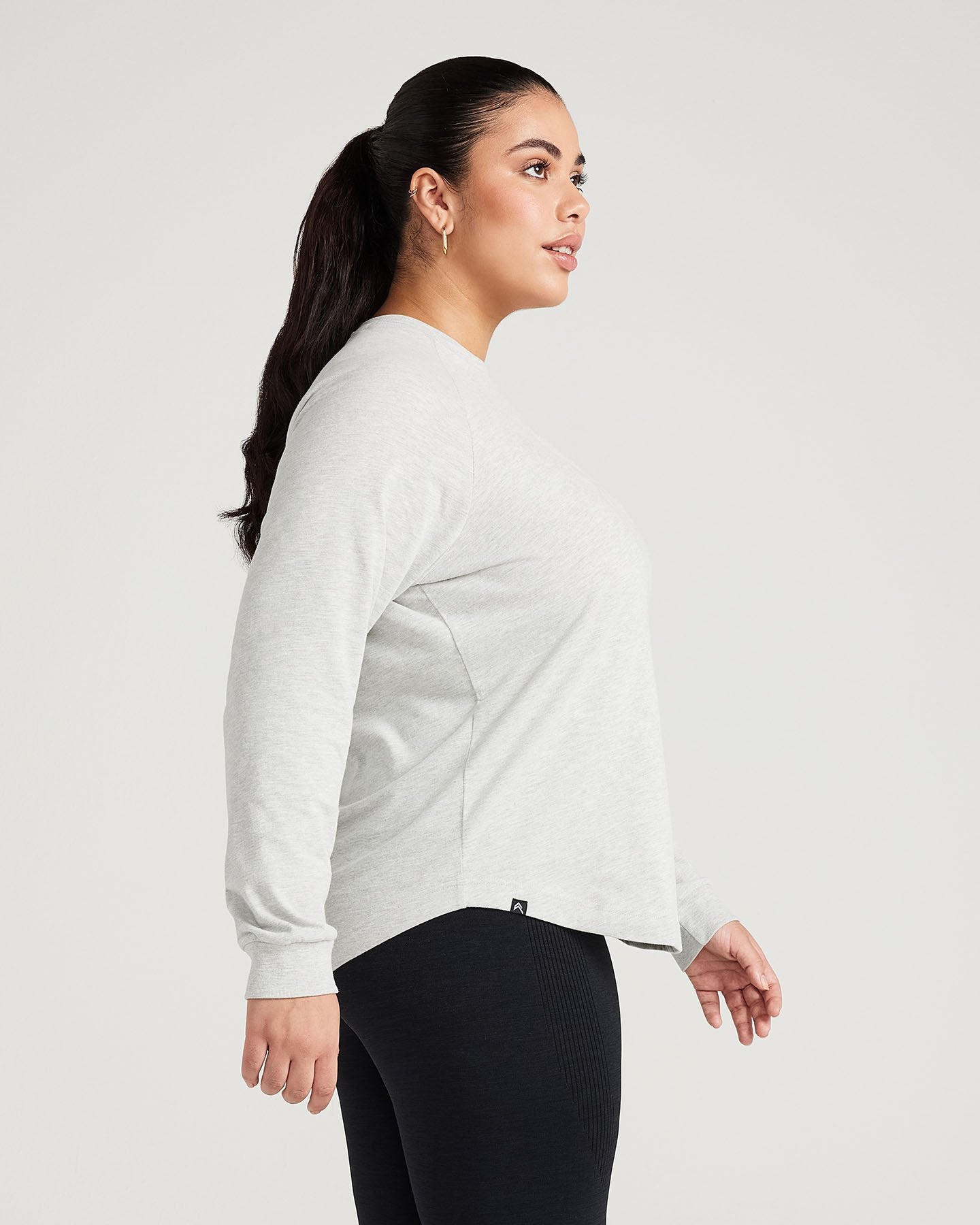 Classic Oversized Long Sleeve Tee | Silver Marl