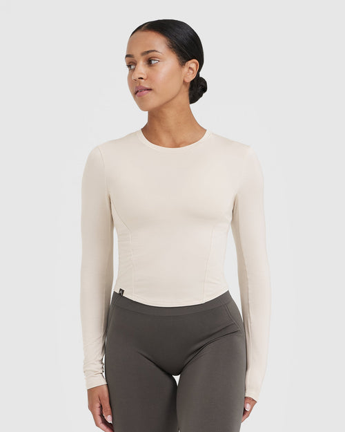 Women's Mellow Soft Mid Long Sleeve Top - Sand | Oner Active US