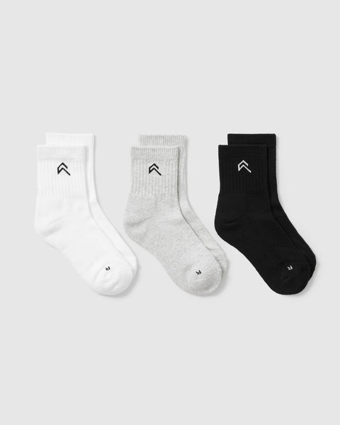 Ladies Sports Socks - 3 Pack - Grey / White / Black | Oner Active US