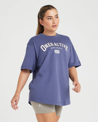 Oversized Short Sleeve Club Tee | Slate Blue