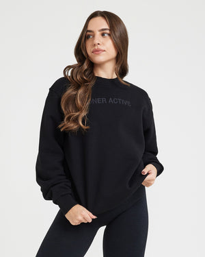 Black oversized on sale crew neck
